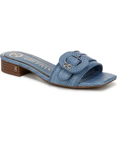 Sam & Libby Women's Kandie Buckle Block Heel Slide Sandals In Light Blue Denim