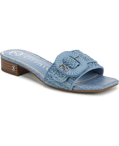 Sam & Libby Women's Kandie Buckle Block Heel Slide Sandals In Light Denim Blue