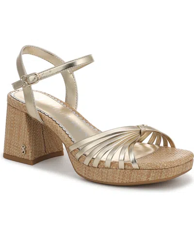 Sam & Libby Women's Lacey Block Heel Strappy Platform Sandals In Soft Gold