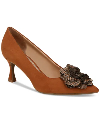 Sam & Libby Women's Maisie Flower Kitten Heel Pumps In Toasted Chestnut