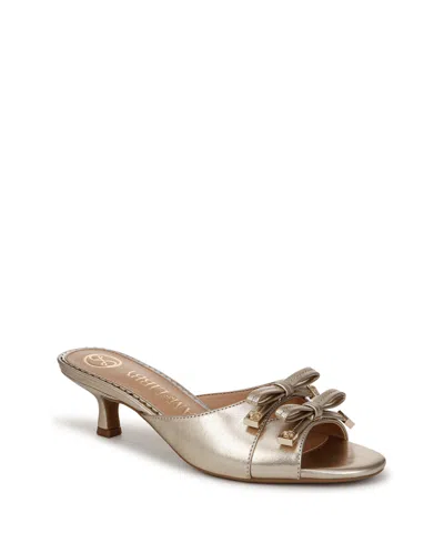 Sam & Libby Women's Odina Bow Kitten Heel Dress Sandals In Soft Gold