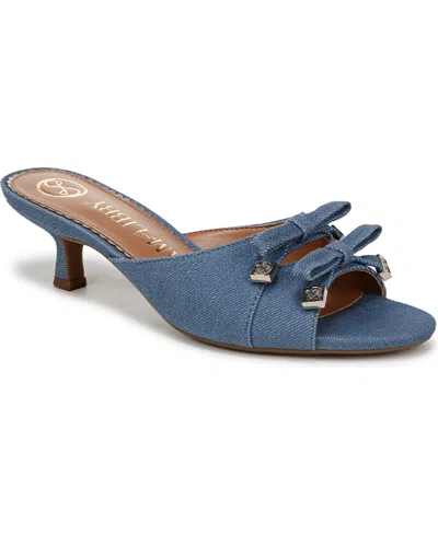 Sam & Libby Women's Odina Bow Kitten Heel Dress Sandals In Washed Chambray Denim