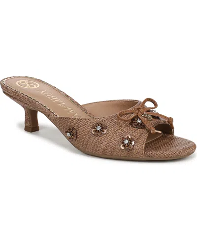 Sam & Libby Women's Ollie Fleur Flower Kitten Heel Slide Dress Sandals In Ash Brown