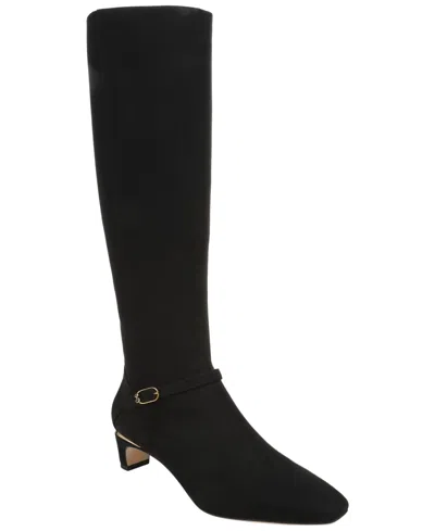 Sam & Libby Women's Phoebe Knee High Square Toe Boots In Black Microsuede