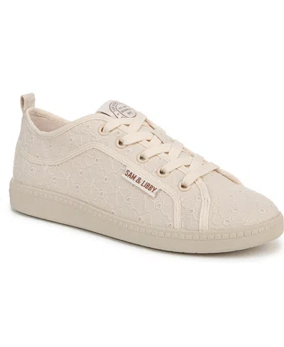 Sam & Libby Women's Weston Lace Up Sneakers In Beige Eyelet
