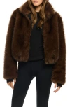 Sam . Bowie Short Faux Fur Bomber Jacket In Brown