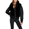 Sam . Carlie Faux Fur Quilted Down Puffer Jacket In Black