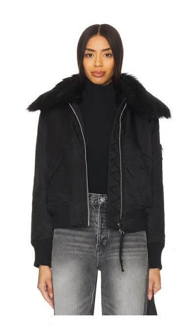 Sam Carly Shearling Trimmed Flight Bomber In Black