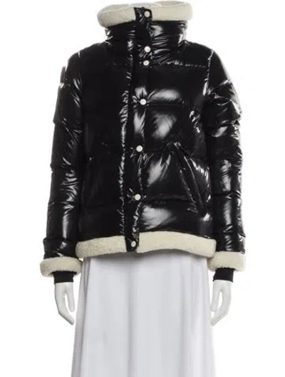 Pre-owned Sam Colorblock Pattern Down Jacket In Black