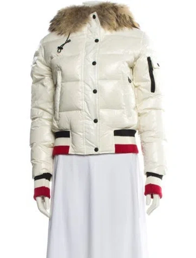 Pre-owned Sam Colorblock Pattern Down Jacket In White
