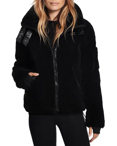 Sam Denver Faux Shearling Coat In Black