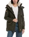 Sam . Devon Shearling-trim Coat In Green