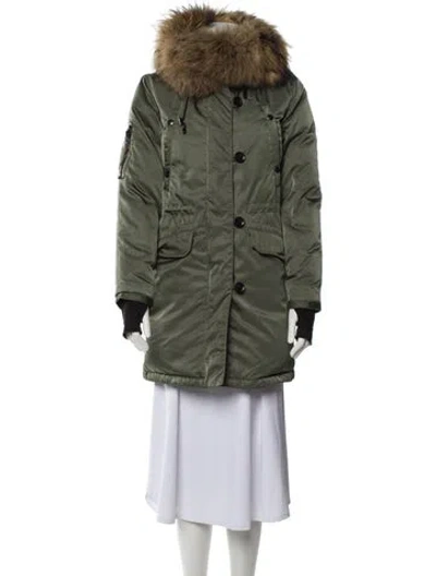 Pre-owned Sam Down Coat In Green