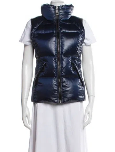 Pre-owned Sam Down Puffer Vest In Blue