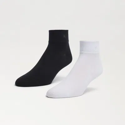 Sam Edelman 2 Pack Cotton Blend Ankle Socks White/black In Multi