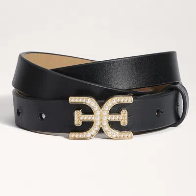 Sam Edelman 20 Mm Pearl Logo Belt Black