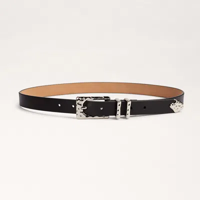 Sam Edelman 25mm Hammered Belt Black Leather