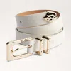 Sam Edelman 25mm Hammered Belt Ivory Leather In White