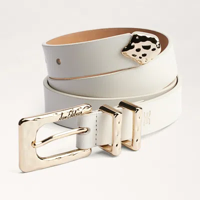 Sam Edelman 25mm Hammered Belt Ivory Leather In White