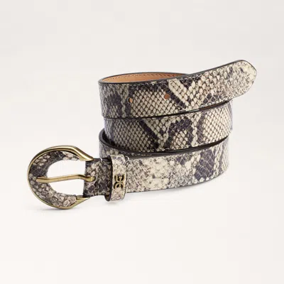 Sam Edelman 25mm Leather Inlay Belt Off White Snake In Grey