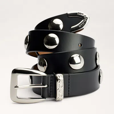 Sam Edelman 28mm Flat Stud Belt Black Leather In Animal Print