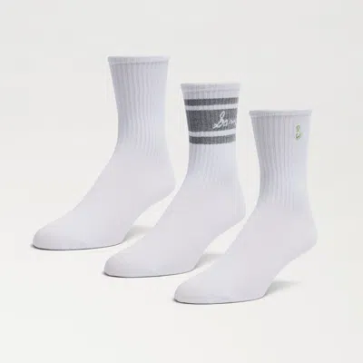 Sam Edelman 3 Pack Cotton Blend Logo Ribbed Crew Socks White