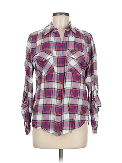 Pre-owned Sam Edelman 3/4 Sleeve Button Down Shirt In Purple