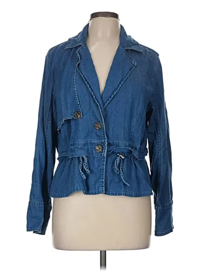 Pre-owned Sam Edelman 3/4 Sleeve Top Blue Plunge Neckline Tops