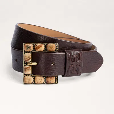 Sam Edelman 38mm Stone Harness Belt Maple Bourbon Leather In Brown
