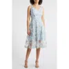 Sam Edelman Women's 3d Daisy Embroidered V-neck Midi Dress In Blue Multi