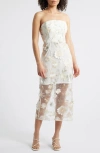 Sam Edelman 3d Flower Strapless Midi Dress In White
