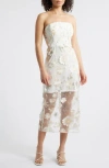 Sam Edelman 3d Flower Strapless Midi Dress In White