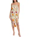 Sam Edelman 3d Multi-flower Midi Dress In Beige
