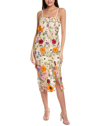 Sam Edelman 3d Multi-flower Midi Dress In Beige
