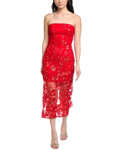 Sam Edelman 3d Rose Strapless Maxi Dress In Red