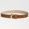 Shop Sam Edelman 45mm Original Buckle Belt Tan Suede In Beige