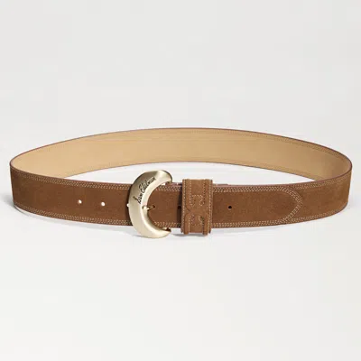 Sam Edelman 45mm Original Buckle Belt Tan Suede In Beige