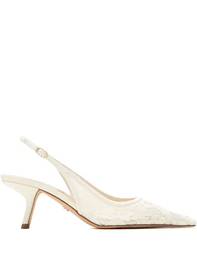 Sam Edelman 60mm Bianca Lace-embroidered Slingback Pumps In Neutral