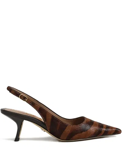 Sam Edelman 60mm Bianka Zebra-print Slingback Pumps In Brown
