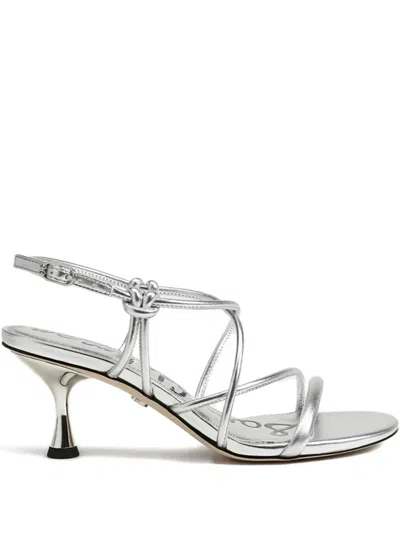Sam Edelman 60mm Knotted-strap Heeled Sandals In Silver