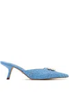 Sam Edelman 60mm Lace-embellished Pointed-toe Mules In Blue