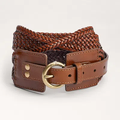 Sam Edelman 60mm Twist Braid Belt Light Brown Leather