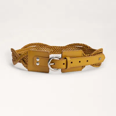 Sam Edelman 60mm Twist Braid Belt Mustard Leather In Brown