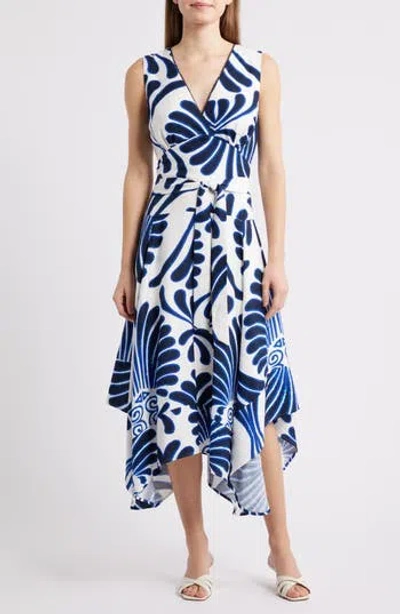 Sam Edelman Abstract Floral Handkerchief Hem Midi Dress In Multi