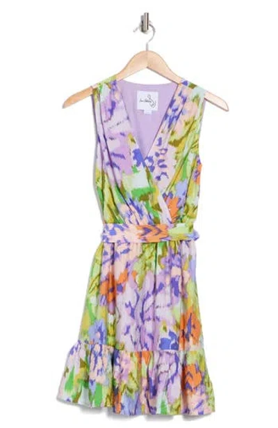 Sam Edelman Abstract Wrap Dress In Lavender Multi