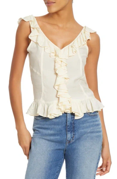 Sam Edelman Adelia Ruffle Sleeveless Top In Arctic Wolf