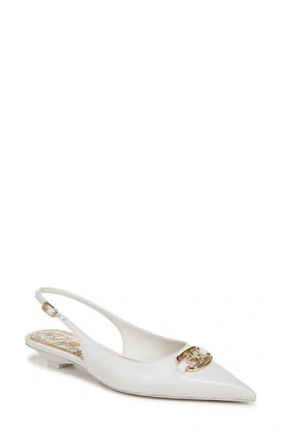 Sam Edelman Aggie Pointed Toe Slingback Flat In Bright White