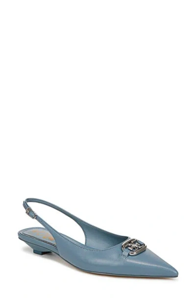 Sam Edelman Aggie Pointed Toe Slingback Flat In Dark Coastal Blue