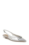 Sam Edelman Aggie Pointed Toe Slingback Flat In Soft Silver