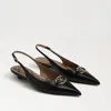 Sam Edelman Aggie Slingback Flat Black Leather In Black
